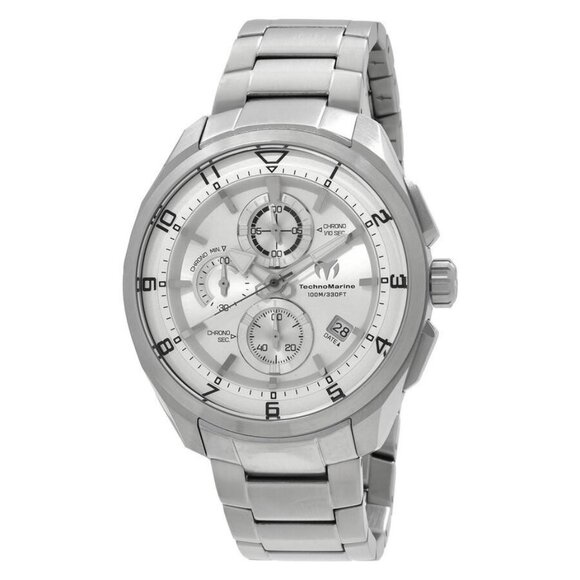 NWT Authentic Technomarine Ocean Chronograph Quartz Silver Dial Men's Watch - Picture 1 of 3